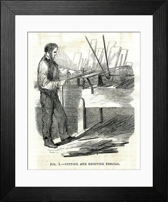 Framed Print : Cutting and grooving pencils Framed Print : Cutting and grooving pencils