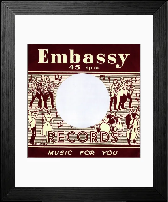 Framed Print : Embassy 45rpm single record sleeve Framed Print : Embassy 45rpm single record sleeve