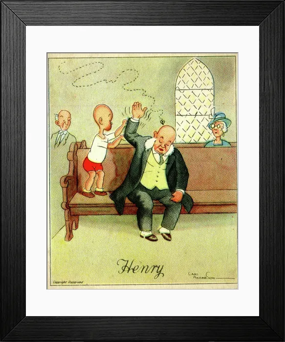 Framed Print : Swatting a fly, Henry cartoon by Carl Anderson Framed Print : Swatting a fly, Henry cartoon by Carl Anderson