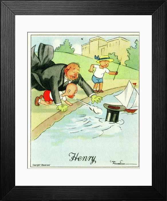 Framed Print : Sailing with a top hat, Henry cartoon by Carl Anderson Framed Print : Sailing with a top hat, Henry cartoon by Carl Anderson