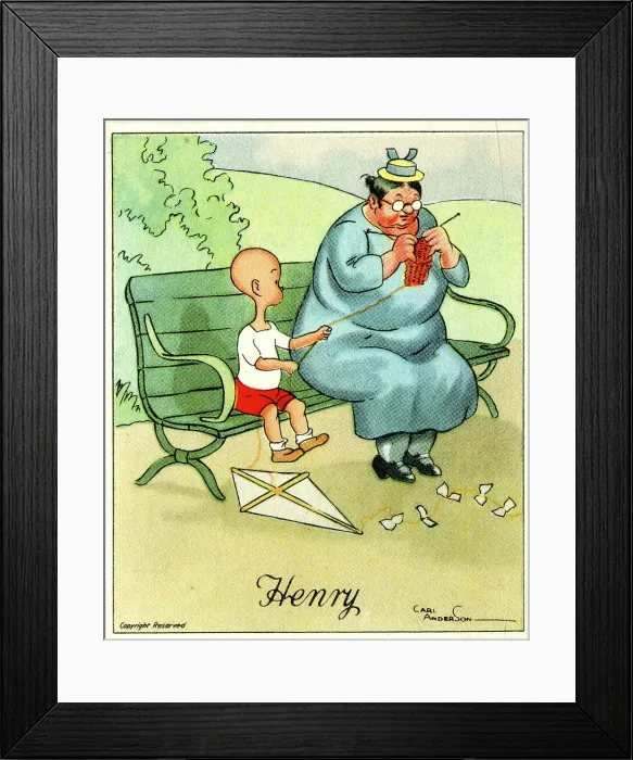 Framed Print : Stealing wool to Fly a Kite, Henry cartoon Framed Print : Stealing wool to Fly a Kite, Henry cartoon