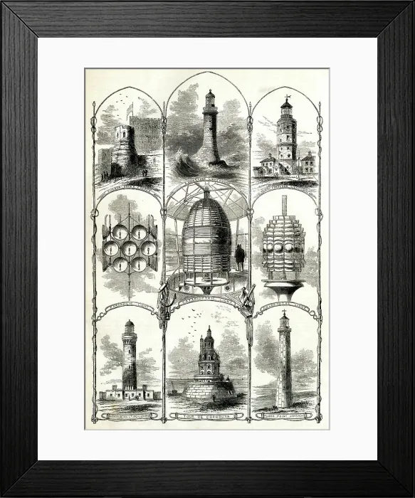 Framed Print : Nine lighthouses in different styles Framed Print : Nine lighthouses in different styles