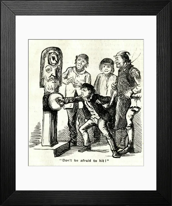 Framed Print : Only A Penny, Don't be afraid to hit! - fairground scene Framed Print : Only A Penny, Don't be afraid to hit! - fairground scene