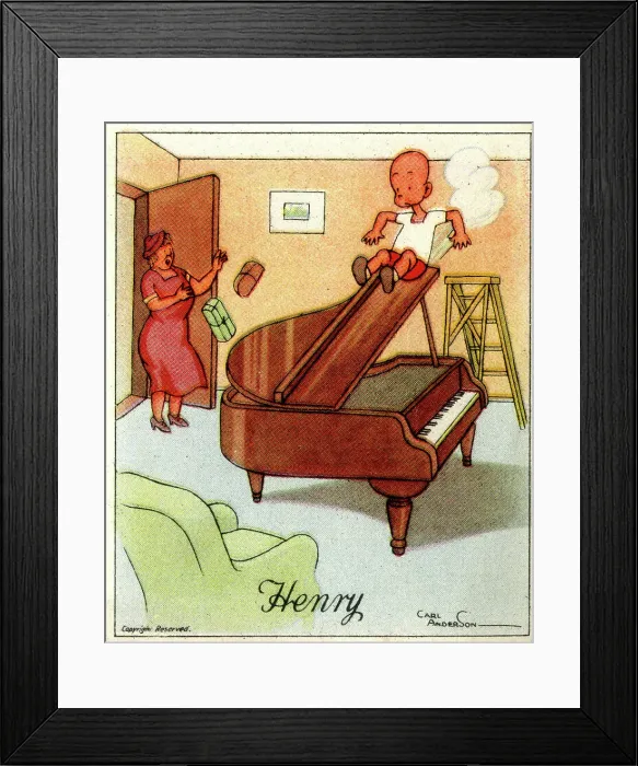 Framed Print : Piano Slide, Henry cartoon Framed Print : Piano Slide, Henry cartoon