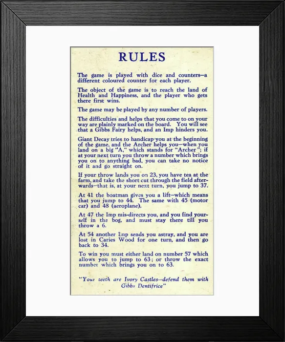 Framed Print : Rules for The Ivory Castle Board Game Framed Print : Rules for The Ivory Castle Board Game