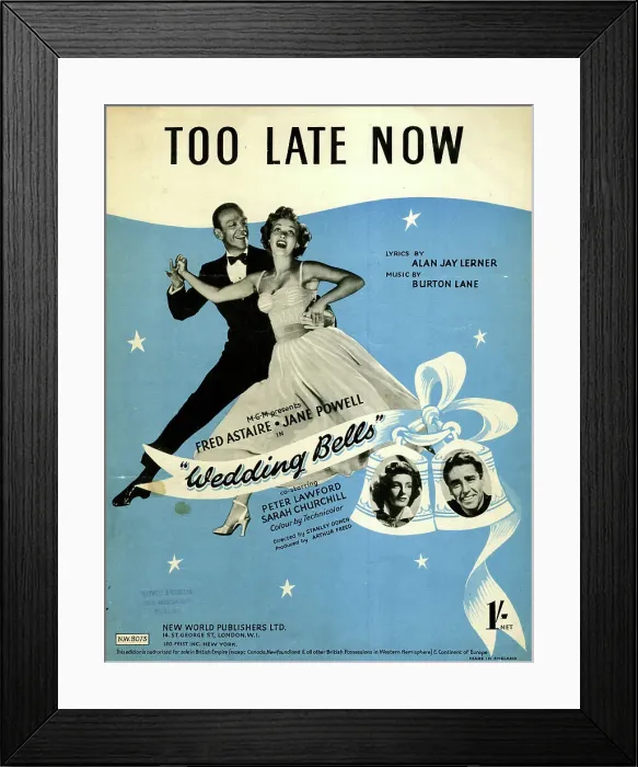 Framed Print : Music cover, Too Late Now, from the film Wedding Bells Framed Print : Music cover, Too Late Now, from the film Wedding Bells