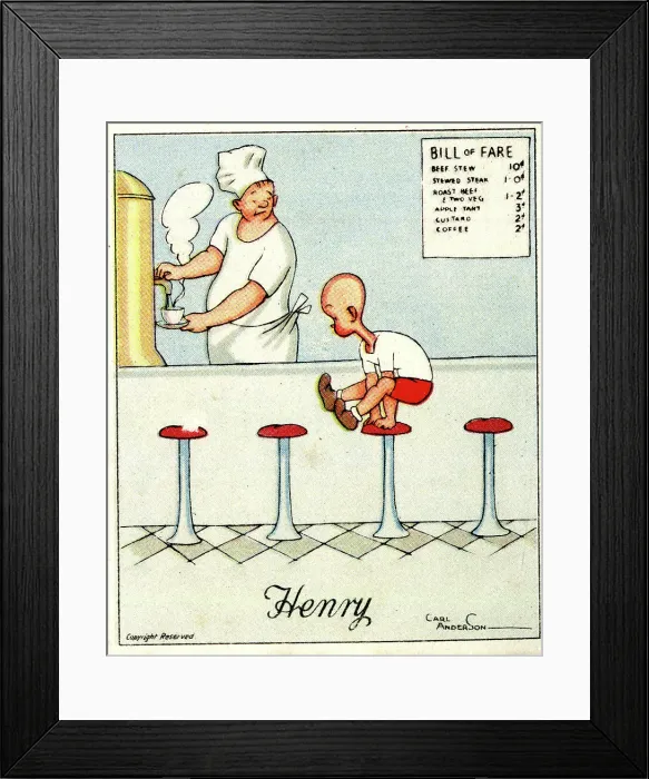 Framed Print : Stool Leap Frog, Henry cartoon Framed Print : Stool Leap Frog, Henry cartoon