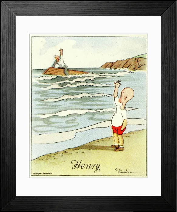 Framed Print : Waving not Drowning, Henry cartoon by Carl Anderson Framed Print : Waving not Drowning, Henry cartoon by Carl Anderson