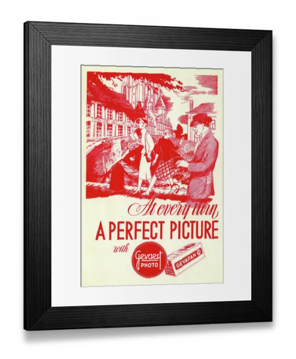 Framed Print : Advert, A Perfect Picture with Gevaert Photo Film Framed Print : Advert, A Perfect Picture with Gevaert Photo Film