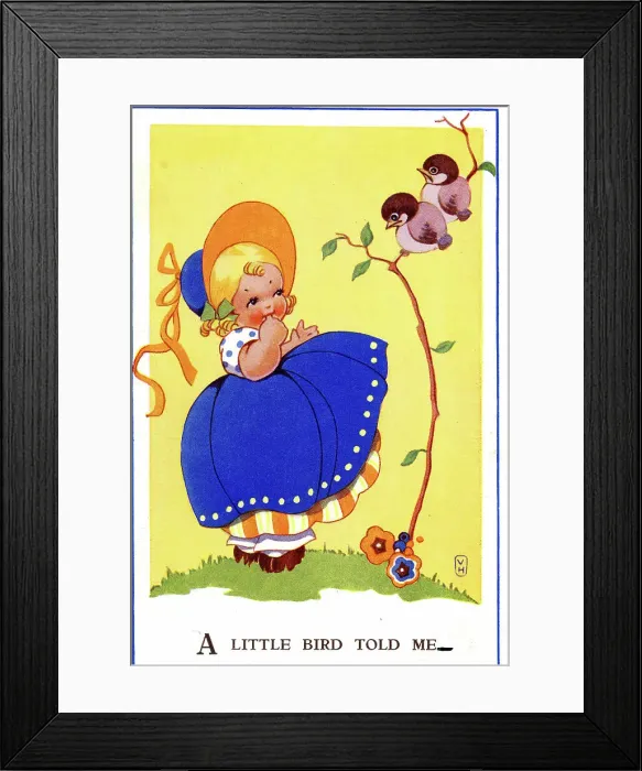Framed Print : Children's Nursery Illustration, A Little Bird Told Me Framed Print : Children's Nursery Illustration, A Little Bird Told Me