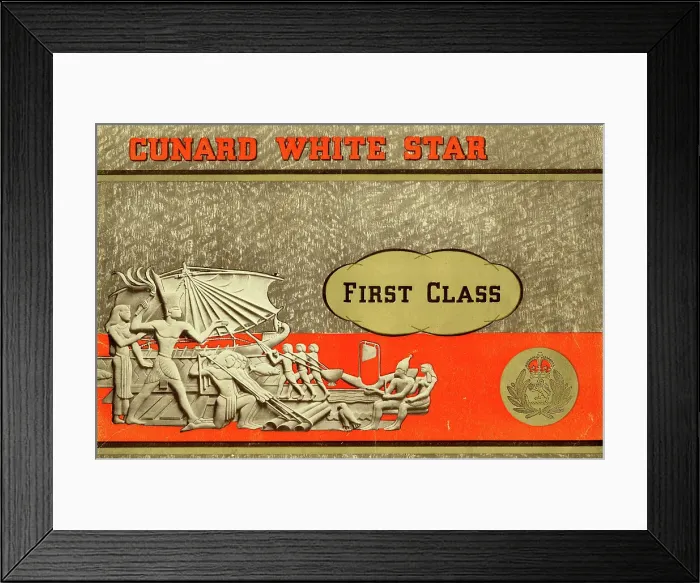Framed Print : Cover design, Cunard White Star First Class Framed Print : Cover design, Cunard White Star First Class