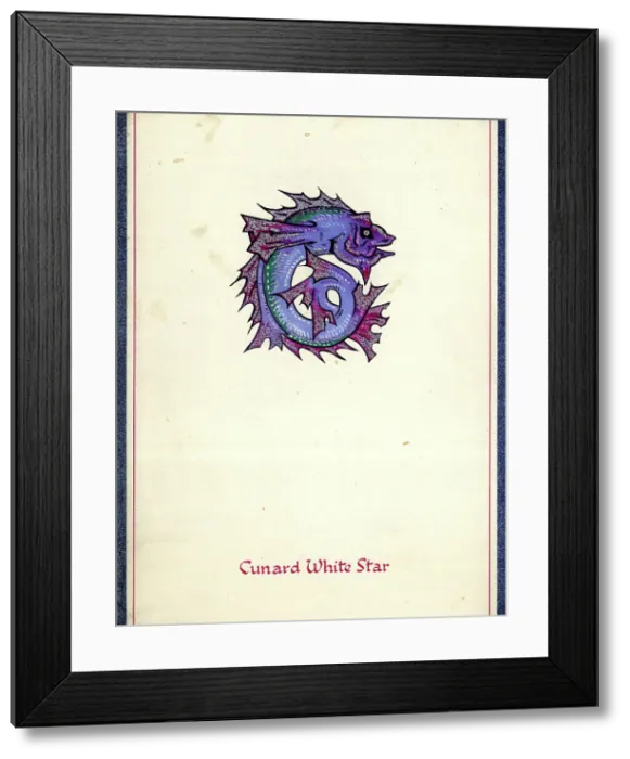 Framed Print : Cunard White Star, RMS Queen Mary, menu cover Framed Print : Cunard White Star, RMS Queen Mary, menu cover
