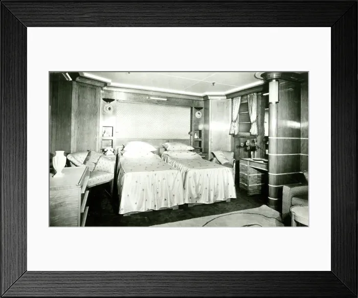 Framed Print : Cunard White Star, RMS, Queen Mary, Bedroom Framed Print : Cunard White Star, RMS, Queen Mary, Bedroom