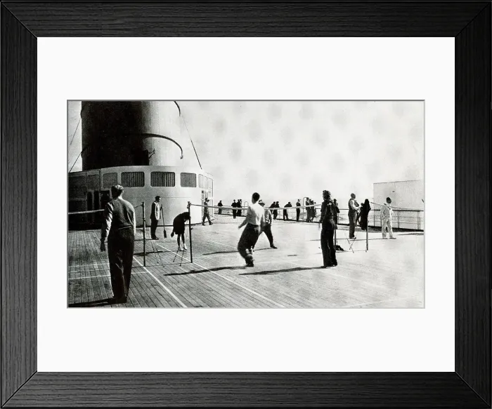 Framed Print : Deck Sports, Tennis, Cunard White Star, Tourist Class Framed Print : Deck Sports, Tennis, Cunard White Star, Tourist Class
