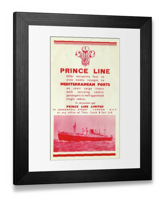 Framed Print : Advert, Prince Line to Mediterranean Ports Framed Print : Advert, Prince Line to Mediterranean Ports