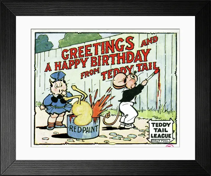 Framed Print : Teddy Tail League birthday card Framed Print : Teddy Tail League birthday card