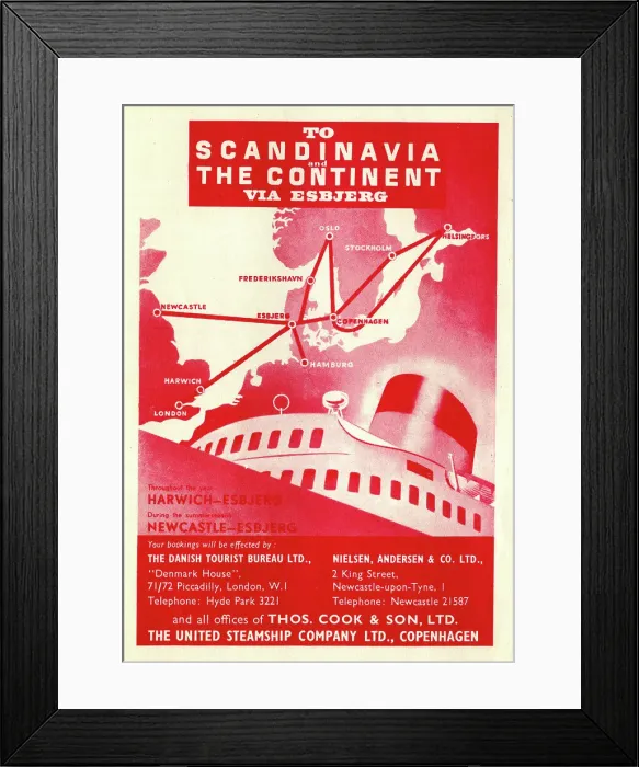Framed Print : Advert, The United Steamship Company, Copenhagen Framed Print : Advert, The United Steamship Company, Copenhagen