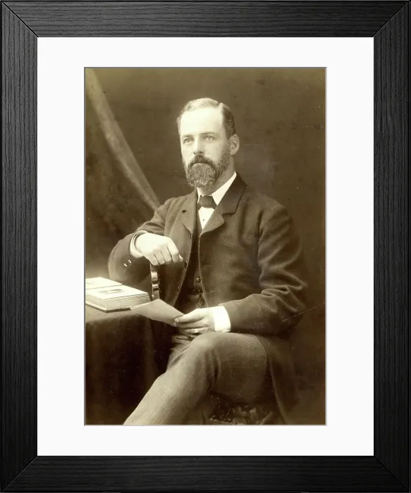 Framed Print : Bearded man in cabinet photograph Framed Print : Bearded man in cabinet photograph