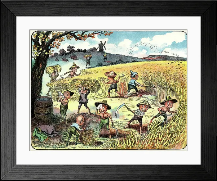 Framed Print : Brownies harvesting the cornfields Framed Print : Brownies harvesting the cornfields