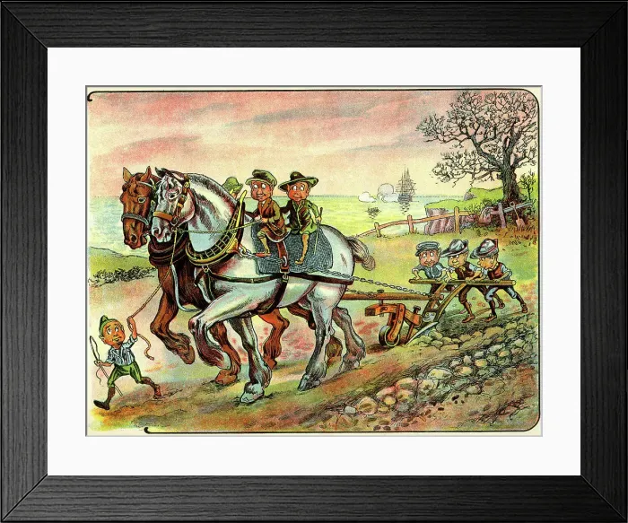 Framed Print : Brownies ploughing the fields Framed Print : Brownies ploughing the fields
