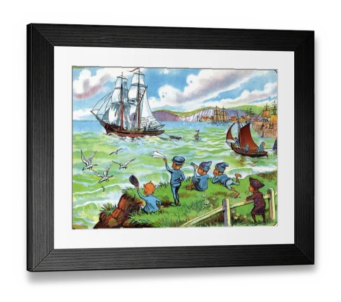 Framed Print : Brownies waving farewell to the Brownie crew of Sea Maiden Framed Print : Brownies waving farewell to the Brownie crew of Sea Maiden