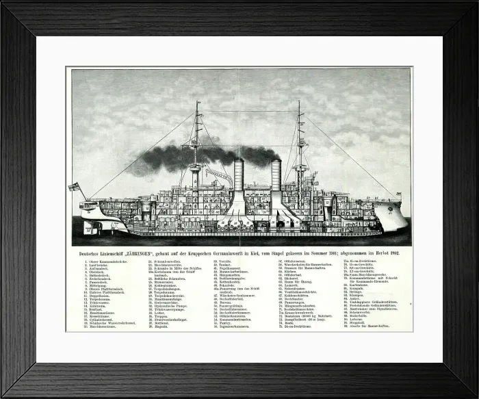 Framed Print : German pre-dreadnought battleship, SMS Zahringen Framed Print : German pre-dreadnought battleship, SMS Zahringen