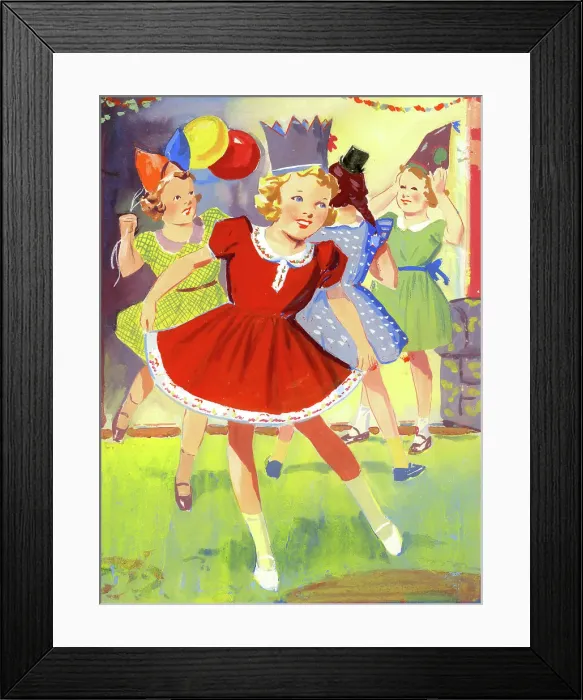 Framed Print : Girls dancing at a children's party Framed Print : Girls dancing at a children's party