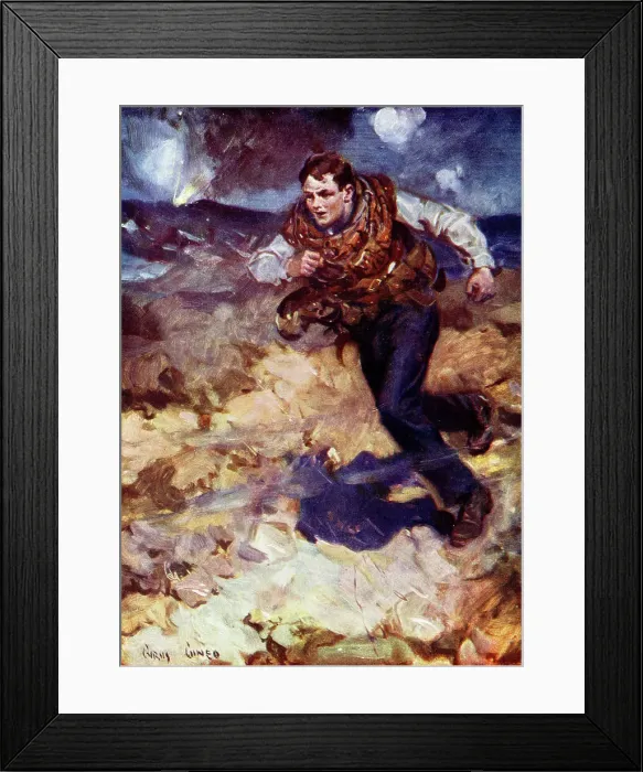 Framed Print : Heroic midshipman carrying ammunition to British fighters Framed Print : Heroic midshipman carrying ammunition to British fighters