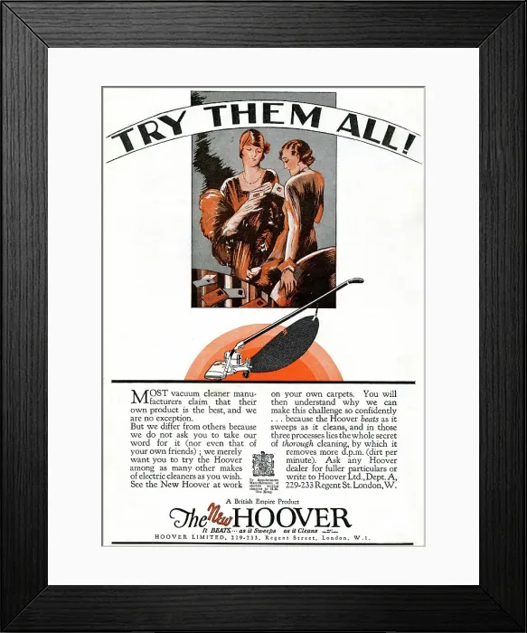 Framed Print : Advert, The New Hoover Vacuum Cleaner Framed Print : Advert, The New Hoover Vacuum Cleaner