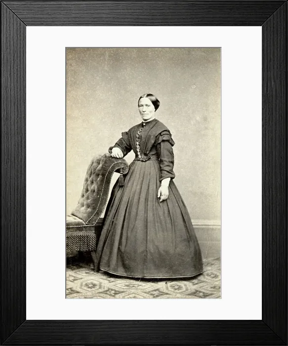 Framed Print : Studio portrait of a woman on a carte de visite Framed Print : Studio portrait of a woman on a carte de visite