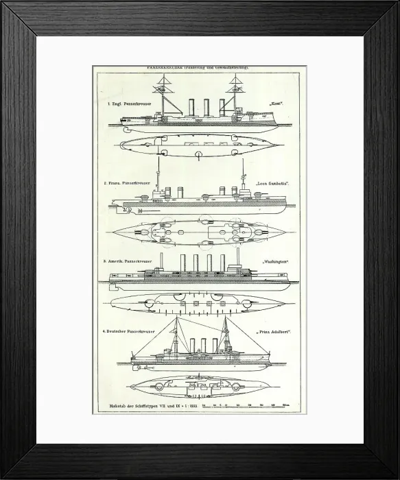 Framed Print : British, French, American and German battleships Framed Print : British, French, American and German battleships