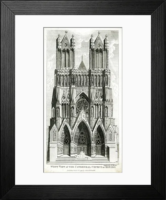 Framed Print : West View of Rheims Cathedral, France Framed Print : West View of Rheims Cathedral, France