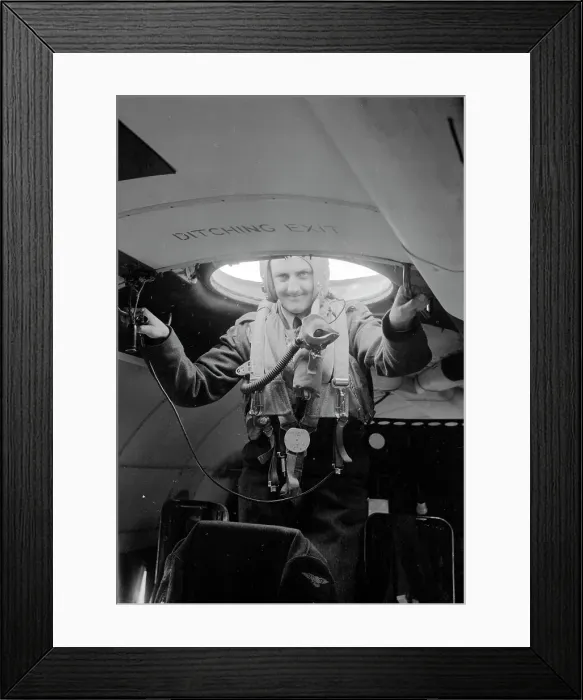 Framed Print : Navigator standing at the astrodome of a Vickers Varsity T. 1 Framed Print : Navigator standing at the astrodome of a Vickers Varsity T. 1