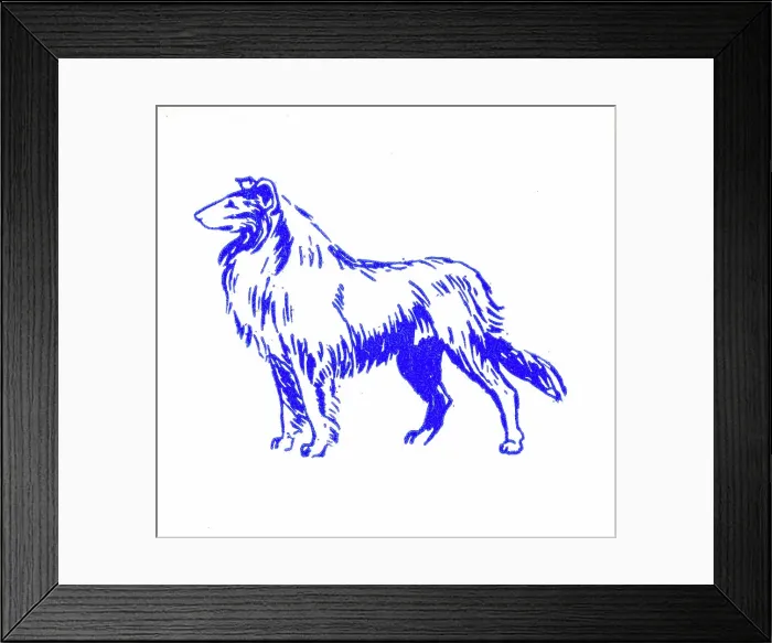 Framed Print : Collie dog - 1950s printer's block Framed Print : Collie dog - 1950s printer's block