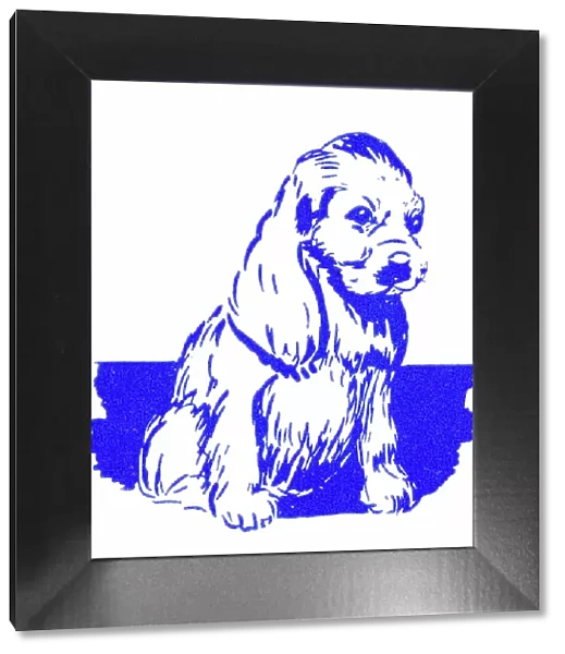 Spaniel puppy - 1950s printer's block