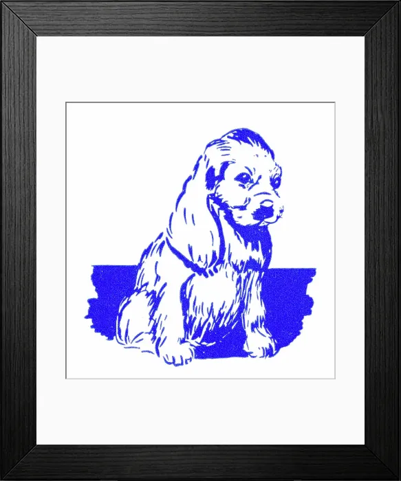 Framed Print : Spaniel puppy - 1950s printer's block Framed Print : Spaniel puppy - 1950s printer's block