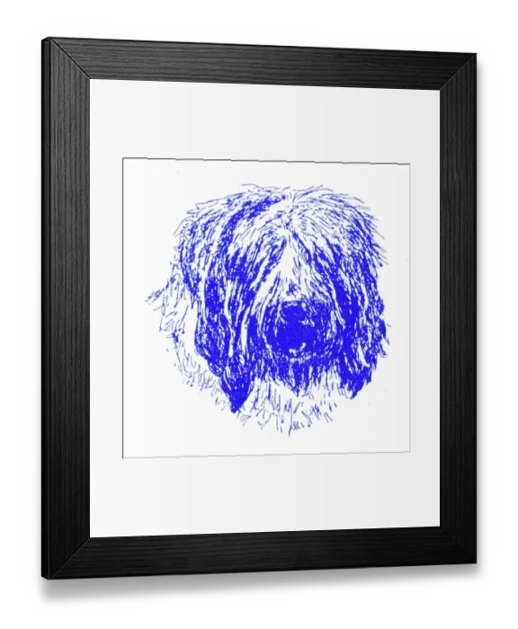 Framed Print : Shaggy dog's head - 1950s printer's block Framed Print : Shaggy dog's head - 1950s printer's block
