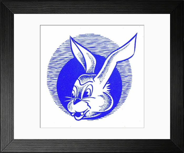Framed Print : Cartoon style rabbit - 1950s printer's block Framed Print : Cartoon style rabbit - 1950s printer's block