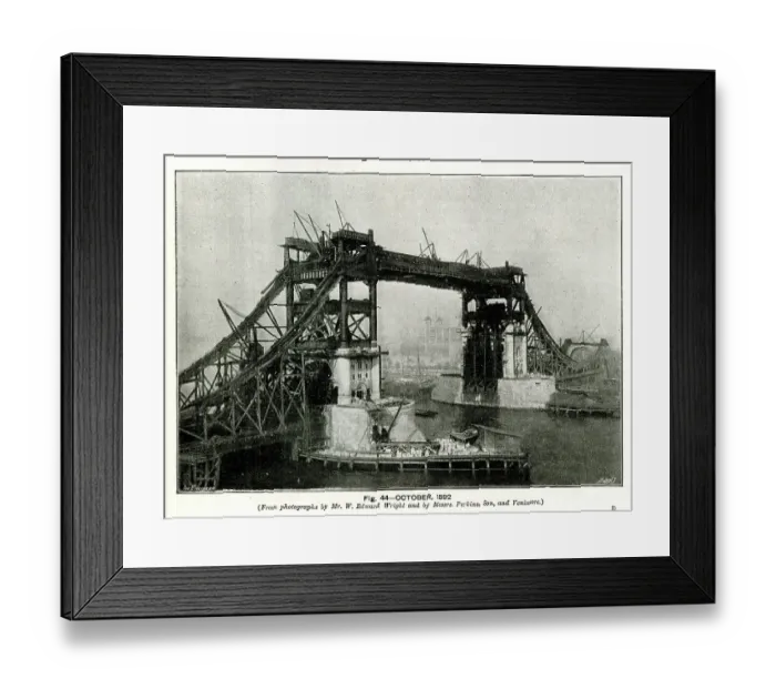 Framed Print : Tower Bridge under construction, October 1892 Framed Print : Tower Bridge under construction, October 1892