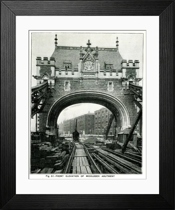 Framed Print : Tower Bridge, front elevation of Middlesex Abutment Framed Print : Tower Bridge, front elevation of Middlesex Abutment