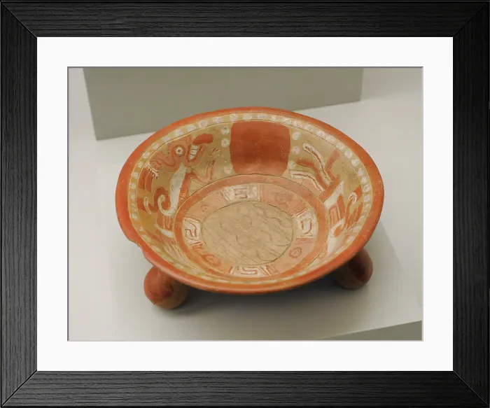 Framed Print : Plate with figurative and geometric decoration