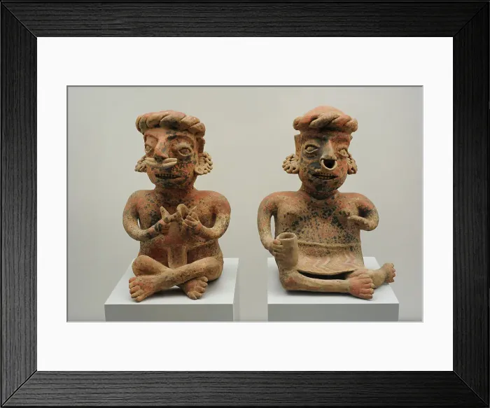 Framed Print : Left to right: seated male figure and seated female figure Framed Print : Left to right: seated male figure and seated female figure