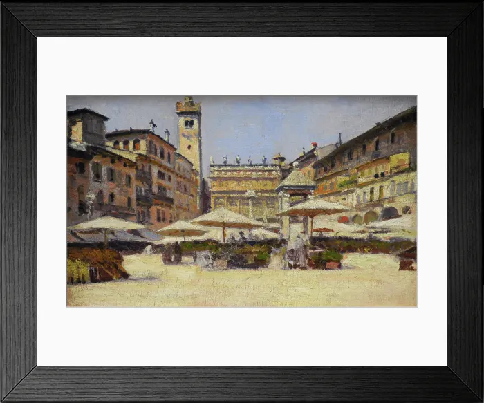 Framed Print : Piazza delle Erbe in Verona, ca. 1900, by Gierymski Framed Print : Piazza delle Erbe in Verona, ca. 1900, by Gierymski