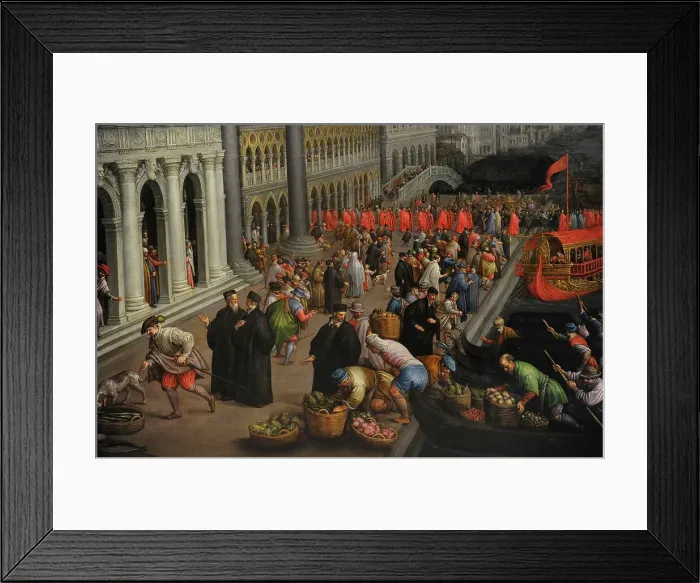 Framed Print : The Riva degli Schiavoni in Venice by Leandro Bassano Framed Print : The Riva degli Schiavoni in Venice by Leandro Bassano