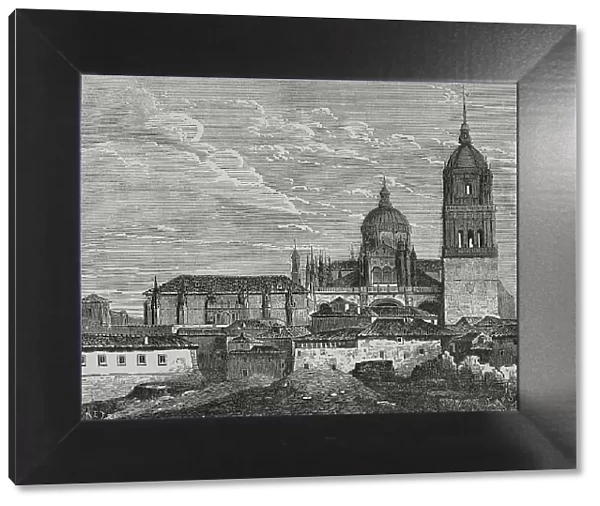 Spain, Salamanca. The New Cathedral. Illustration by Letre