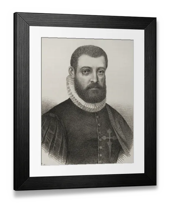 Framed Print : Pedro Menendez de Aviles y Alonso de la Campa (1519-1574) Framed Print : Pedro Menendez de Aviles y Alonso de la Campa (1519-1574)