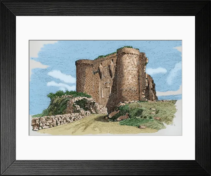 Framed Print : Spain, Astorga. Ruins of the old castle. Engraving Framed Print : Spain, Astorga. Ruins of the old castle. Engraving