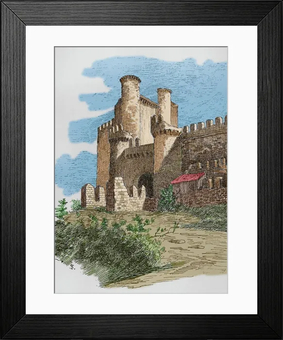 Framed Print : Spain, Ponferrada. Templar castle. Engraving Framed Print : Spain, Ponferrada. Templar castle. Engraving
