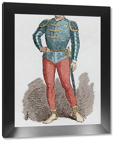 Soldier of the Crown of Aragon. Engraving