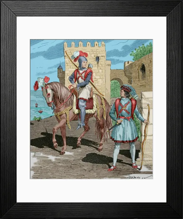 Framed Print : The Archers of Burgundy. Engraving by Serra Framed Print : The Archers of Burgundy. Engraving by Serra
